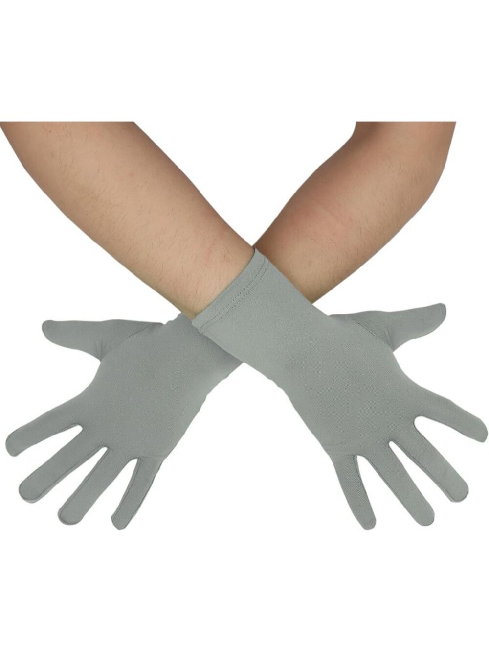 Women's Light Gray Banquet Party For Halloween Stretchy Spandex Costume Gloves